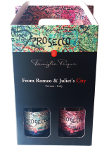 Geschenkdoos met handvat 2fl. prosecco Romeo & Julia (Brut + Rosé)